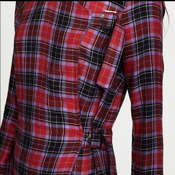 Opening Ceremony Plaid Tartan Wrap Buckle Pleated Dress Gunge Punk Acadamia - Picture 3 of 9